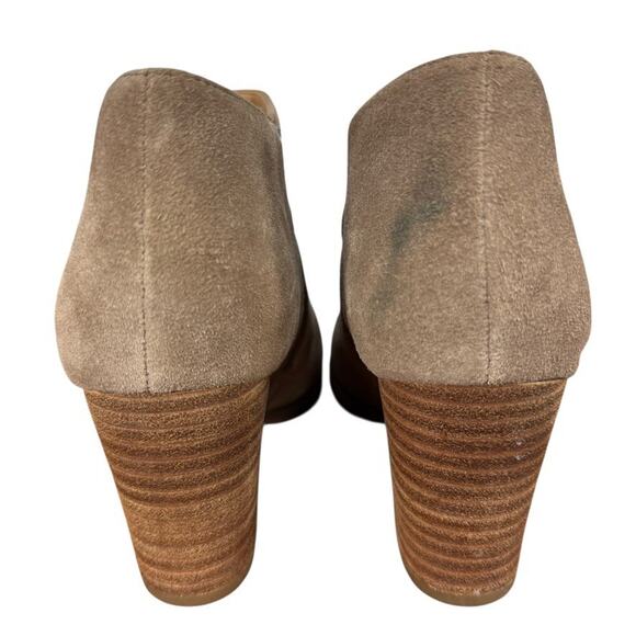 Franco Sarto Destiny Leather Suede Woven Chunky High Heels Shoes Booties sz 9.5 - Picture 11 of 16